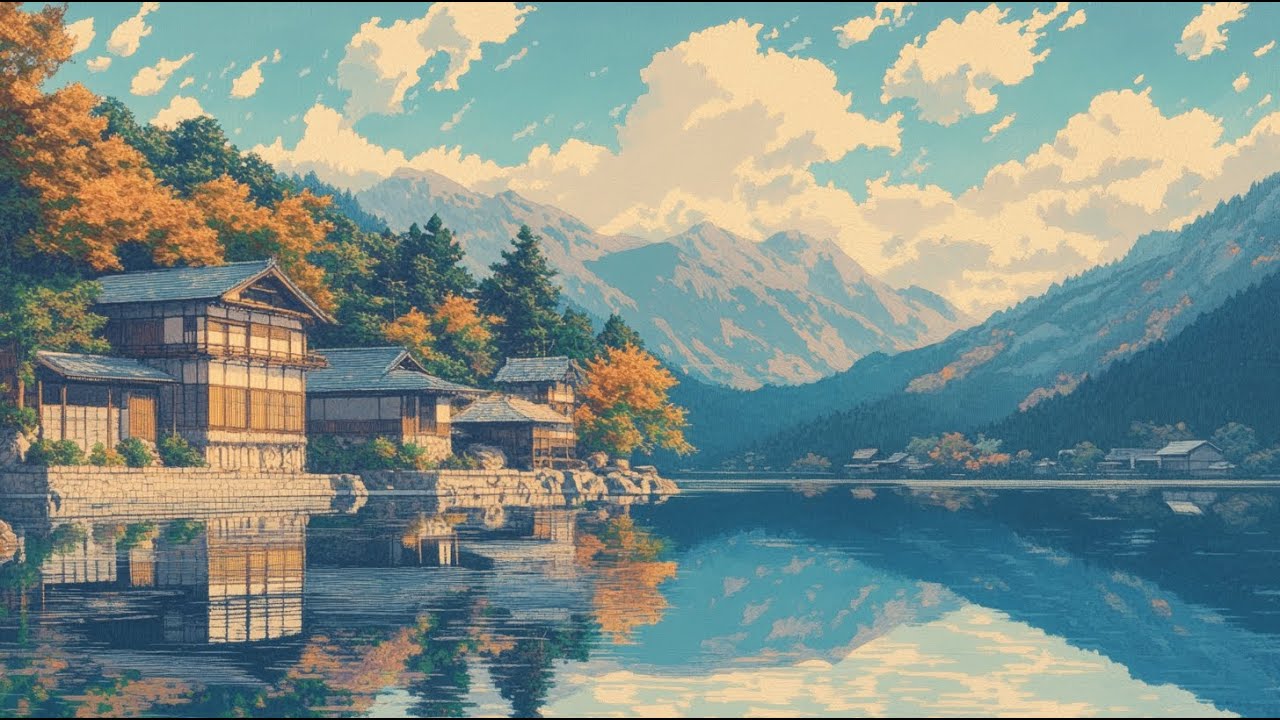 Tranquil Village by the Lake｜1 Hour Japandi Lofi Beats to Relax, Study & Work