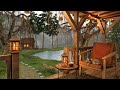 Spring Rain on Cozy Cabin Porch | 8 hours Relaxing Rain Sounds Ambience for Study or Sleep
