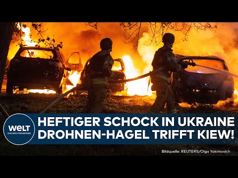 PUTINS KRIEG: Luftalarm! Russland attackiert Kiew! Heftige Brände durch Drohnen-Hagel