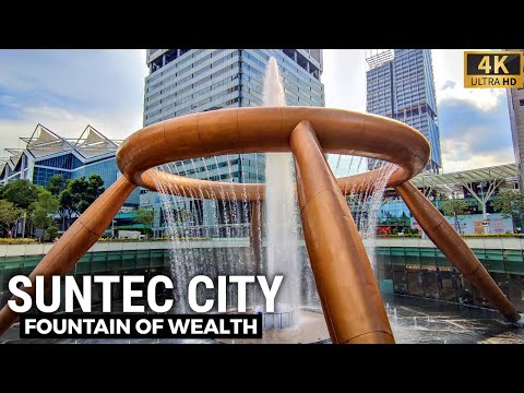 Caminhada à tarde no SUNTEC CITY Mall e FOUNTAIN OF WEALTH [4K] Cingapura - junho de 2022