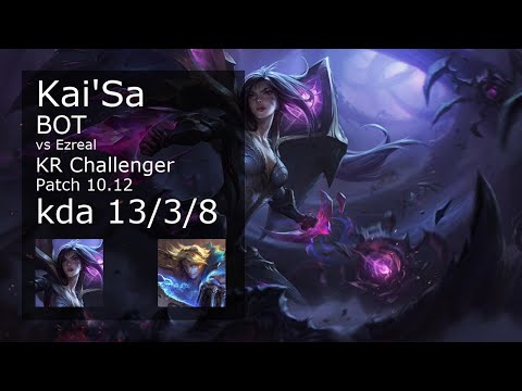 Kai'Sa ADC vs Ezreal - KR Challenger 13/3/8 Patch 10.12 Gameplay // [롤] 카이사 vs 이즈리얼