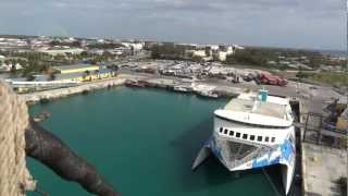 preview picture of video 'Freeport, Bahamas from top of Fore mast, Sorlandet (March 10th,2012)'