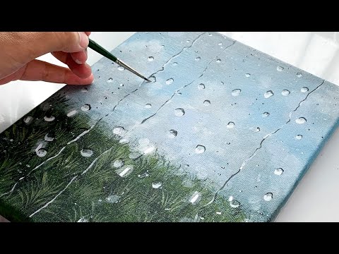 Paint raindrops effect in just THREE STEPS ! EASY Rainy Day Acrylic Painting for tutorial Beginners