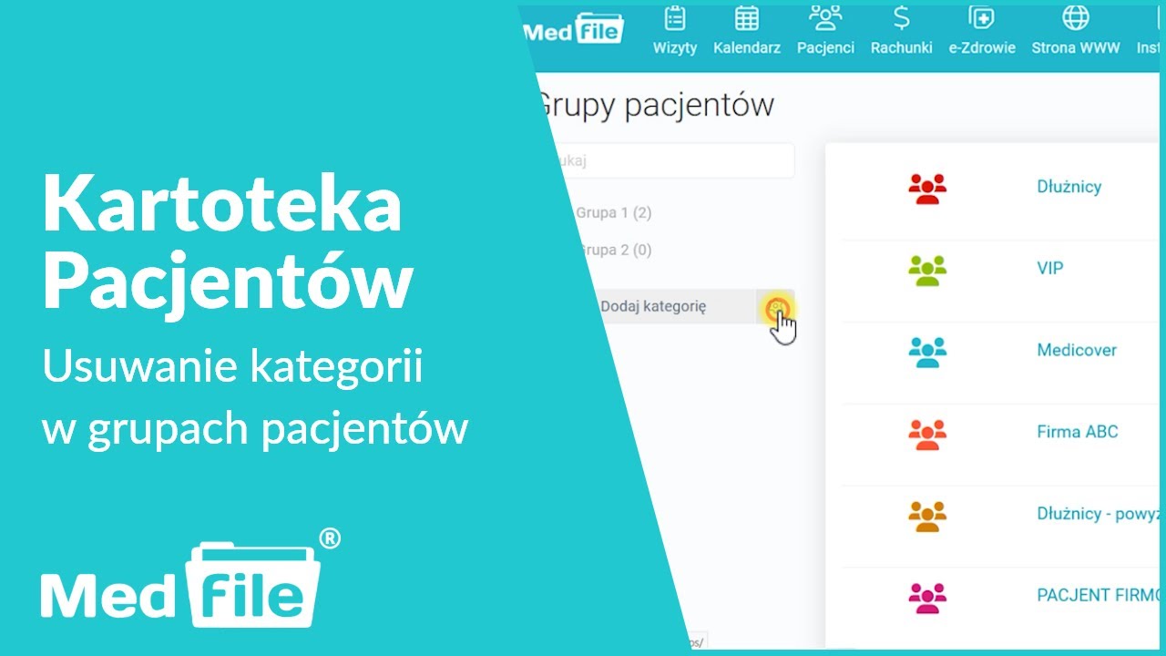 Usuwanie kategorii w grupach pacjentów