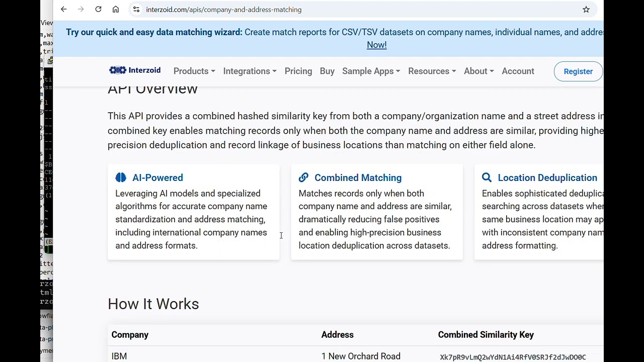 Match Organization/Company Names, Individual Names, and Street Addresses Easily with Interzoid.com