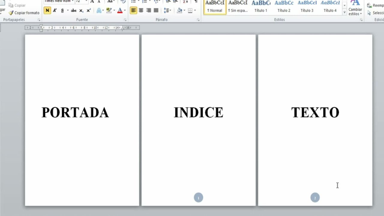 Como numerar páginas en WORD sin la portada y el índice