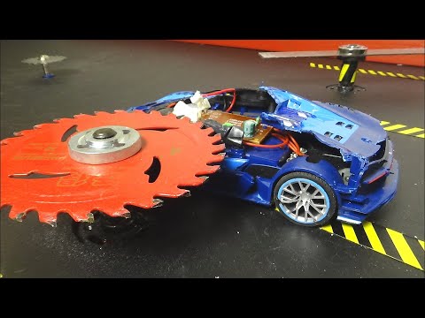 RC Bugatti vs Spinning Blades || RC Car Crash & Smash