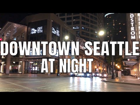 Downtown Seattle, Washington at Night 2019  | 4k | Virtual Walking Tour | Washington State | City