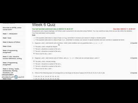 Week 6 Quiz Programming Data Structures And Algorithms Using Python 2020