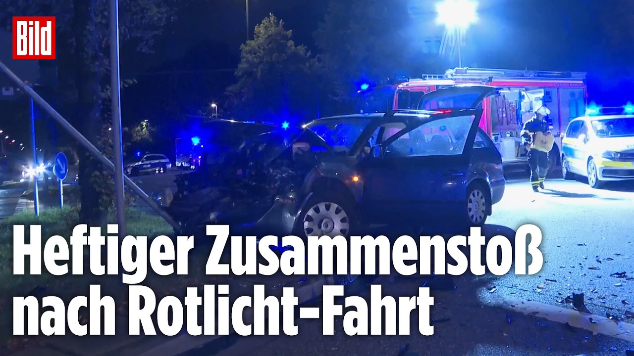HAMBURG: Bei Rot über Kreuzung – Zwei Verletzte nach schwerem Crash