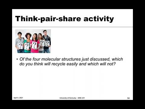 MSE 201 S21 Lecture 29 - Module 5 - Thermosets vs. Thermoplastics