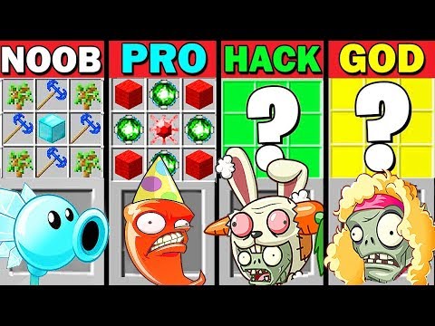 MINECRAFT BATTLE NOOB VS PRO VS HACKER VS GOD CRAFT PLANTS VS ZOMBIES 4 - FUNNY MINECRAFT TROLLING