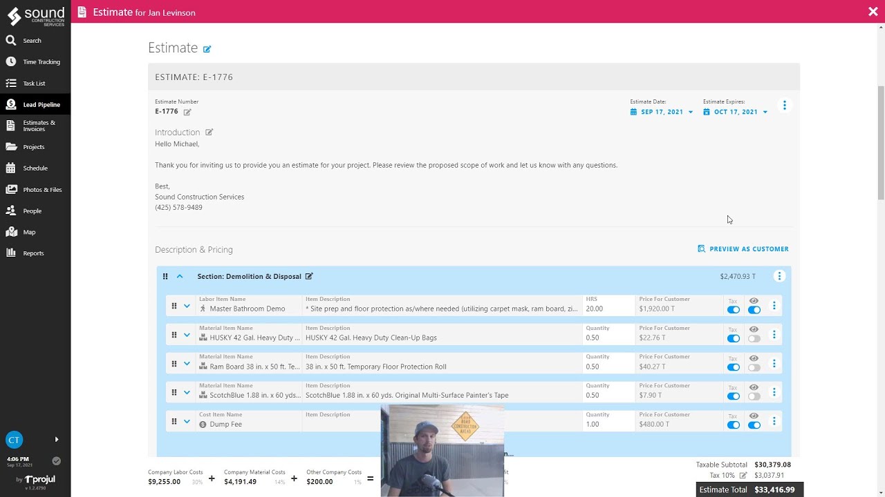 Projul Template Functionality Demo