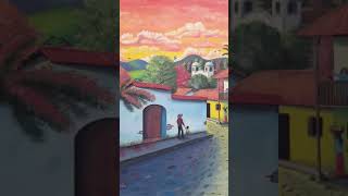 preview picture of video 'Mi pintura imaginando algún Pueblo de Honduras, con la canción Ayer tuve un Sueño.'