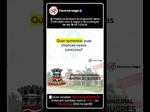 PROCESSO SELETIVO DA PREFEITURA DE BARRA DO BUGRES/MT: EDITAL PUBLICADO NO MATO GROSSO!