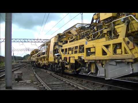 EWS 66100 and DB Schenker 66001 on the Track Replacement Train passing Carlisle