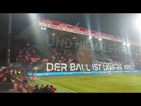 Union Berlin choreo and Union Saint-Gilloise pyro in Berlin