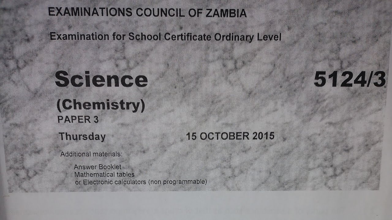 Science paper 2 (Chemistry) 2015 internal