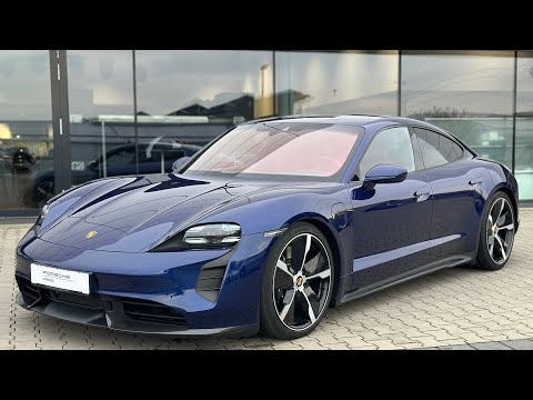 Porsche Taycan GTS, enzianblaumetallic, J1 (2023), Lederausstattung in Bi-Color schwarz/bordeauxrot