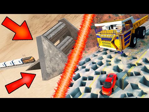 Trains vs Spinning Roller vs Cars vs 100 Potholes | BeamNG Drive Car Crashes Compilation With Phonk