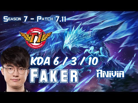 SKT T1 Faker ANIVIA vs GALIO Mid - Patch 7.11 KR Ranked