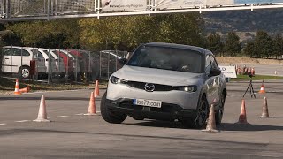Mazda's new EV passes the moose test better than the Volkswagen Golf.