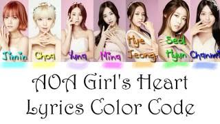 AOA - Girl's Heart Lyrics Color Coded