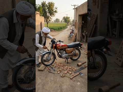 old man create wooden  Honda 125 cg