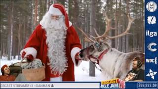 Yogscast Lewis and Simon watch Reindeer Of Santa Claus In Lapland Finland with a creepy Santa