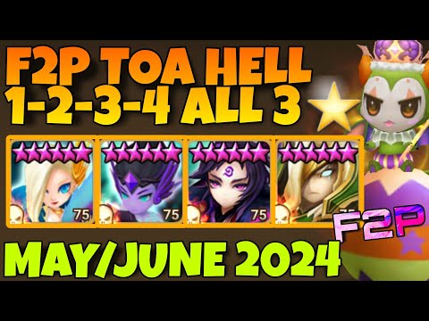 F2P TOA HELL STAGE 1 2 3 4 ALL 3⭐ (LAIMA - ASCHUBEL - MOOKWOL - ODIN) MAY / JUNE 2024 SUMMONERS WAR