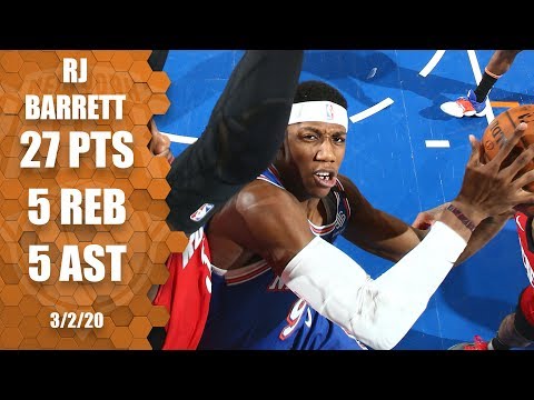 RJバレットがニックス対ロケッツでキャリアハイの27を更新｜2019-20 NBAハイライト (RJ Barrett ties career-high 27 in Knicks vs. Rockets | 2019-20 NBA Highlights)