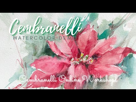 Red Poinsettia, Watercolor Demo
