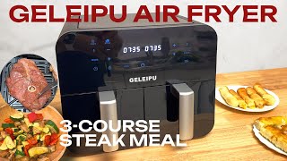 Easy 3-Course Meal with the GELEIPU DL28 Air Fryer: Tequeños, Lamb Steaks, Veggies, Pain au Chocolat