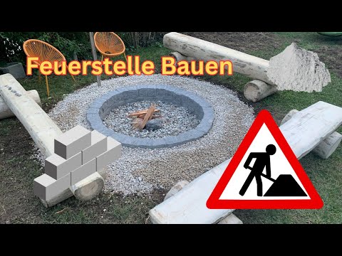 Feuerstelle bauen / Feuerstelle aus Steinkreis und Zement