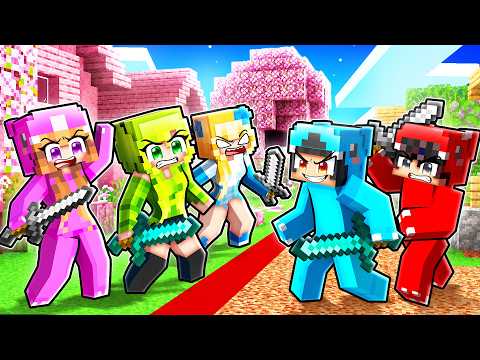The Girls SPLIT the VILLAGE IN HALF in Minecraft!