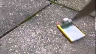 Poking a phone battery with a knife results in explosion