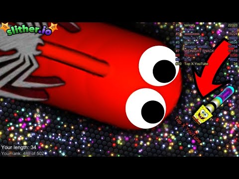 Slither.io A.I. Spongebob Vs Giant Snake - New Skin Release - Slitherio Vip Best Gameplay - Infinity