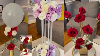 Make Your Own Dollar Tree Balloon Centerpieces! Balloons stick centerpieces DIY