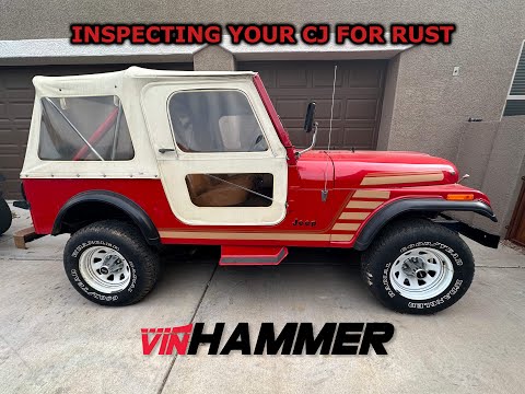 Inspecting a Jeep CJ (CJ5, CJ7, or CJ8 Scrambler) for rust prior to purchase.