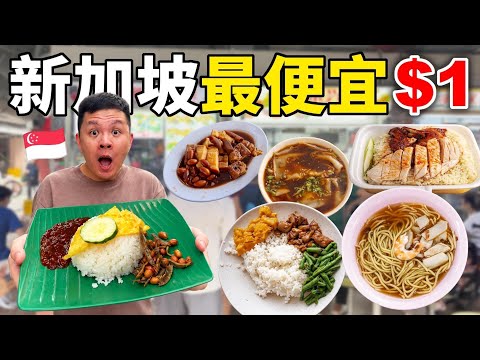 🇸🇬$1的Nasi Lemak？！排队一小时都要吃的$2.50粿汁！6家新加坡最便宜必吃美食 | Top 6 Cheapest Food in Singapore