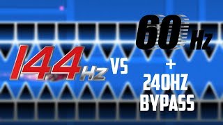 Geometry Dash ~ 144hz Vs 60hz With 240fps Bypass Straight Fly Comparison