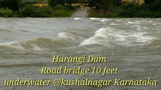 preview picture of video '# Road bridge to harangidam  water road under#10 ft water #Harangi dam floods #karnataka'