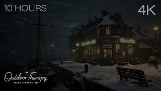 Harborfront Blizzard | Howling Wind & Blowing Snow Ambience | Relax | Sleep | Study | 10 Hours | 4K