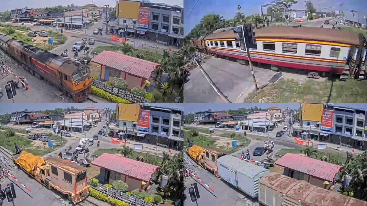 SRT เว็บแคมพัทยา การทาสีแผงกั้นทางข้ามรถไฟ รบน.044 | タイ国鉄 ライブカメラ 遮断桿塗装 工臨 パタヤ