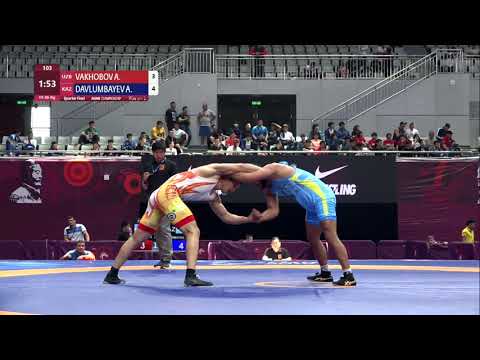 1/4 FS - 86 kg: A. VAKHOBOV (UZB) v. A. DAVLUMBAYEV (KAZ)