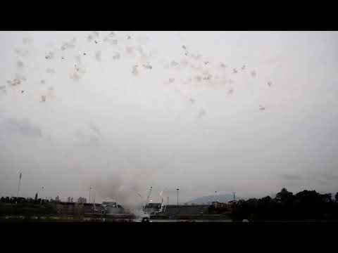 DP23E229: Dominator 100 Shot Z Shaped Silver Crackling Tail w/Red and Green