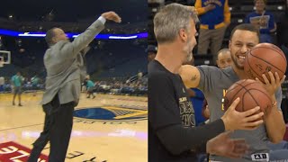 Dell Curry Still Got It! Hits Pregame 3 Off Dish From Steph | 02.01.17