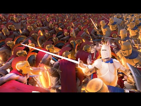 10000 GOLDEN KNIGHT VS 25000 SPARTANS- Ultimate Epic Battle Simulator - UEBS