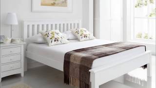 White Wooden Double Bed Frame with Mattress Designs