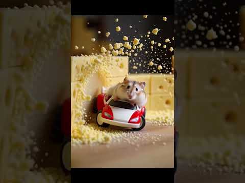 Mouse Driving a Car… Into a Giant Cheese! 😂🐭🧀 #FunnyMouse #EpicFail